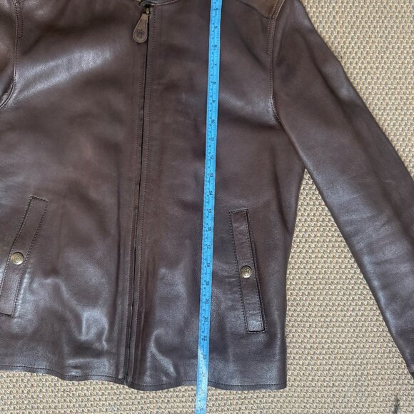 Massimo Dutti Brown Leather Moto Jacket - Picture 3 of 9